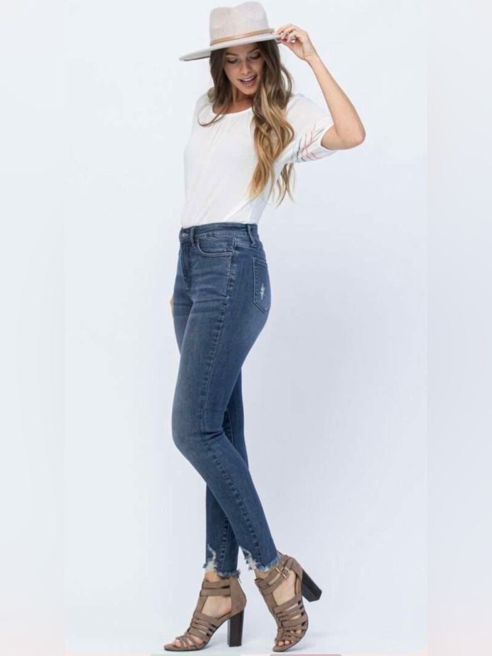 Judy Blue JB88425 Mid-Rise Skinny Jeans in Dark Denim 11/30 - Picture 4 of 12